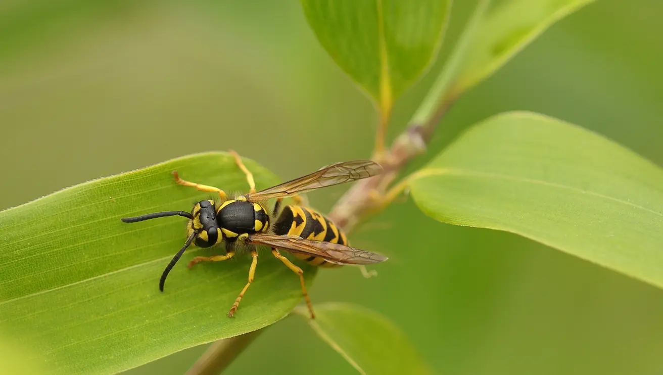 A picture of a stinging insect sitting on a leaf.